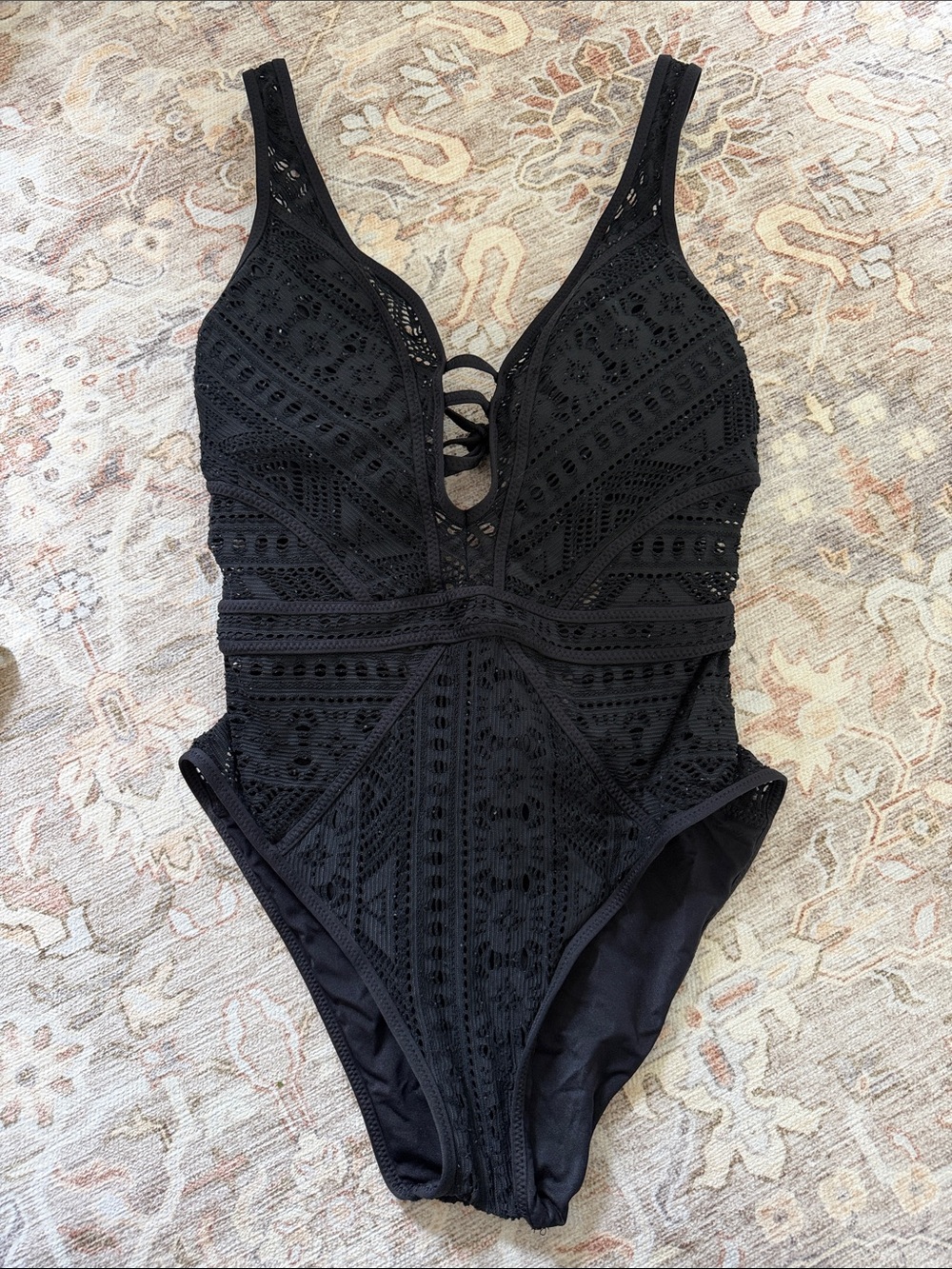 One Piece Mesh Lace Print Women’s Bathing Suit
